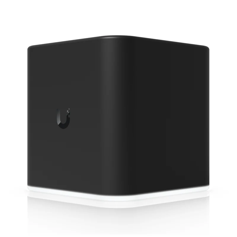 airCube Home WiFi access point, a small black cube