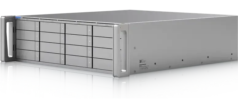 A rack unit with its drive bays across the front